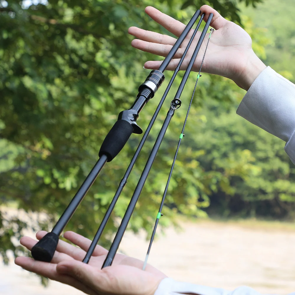 Caña de pescar giratoria de fundición Sougayilang, caña de pescar ultraligera de fibra de carbono de 1,8 m, 4 secciones con mango de EVA, caña de pescar Baitcasting - imagen 5