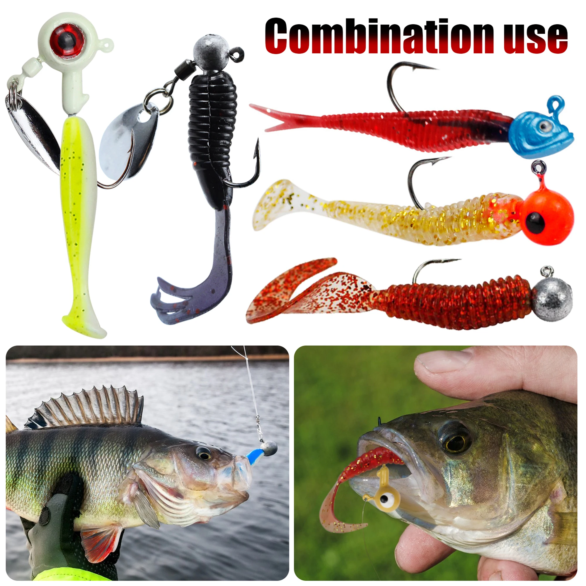 FREE FISHER Señuelos blandos con colas T, cabezas jig y anzuelos - imagen 5