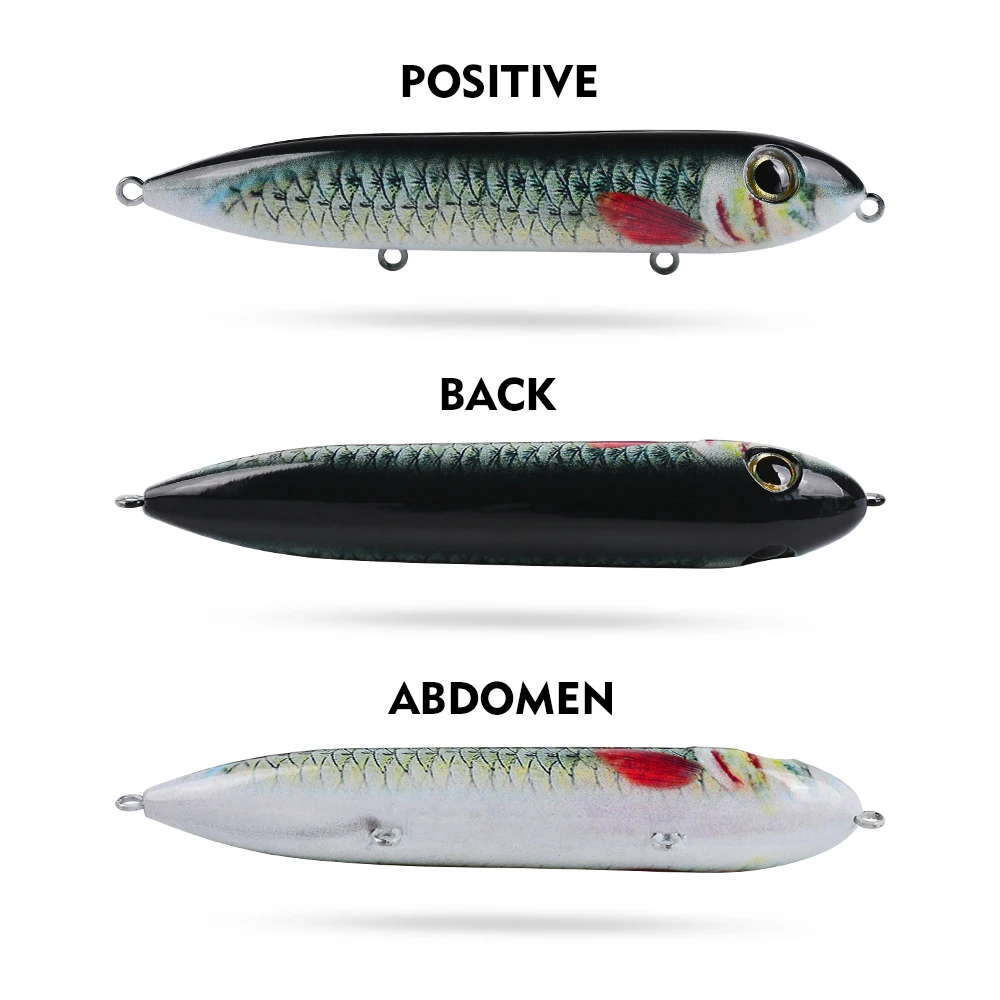 Señuelo de lápiz Topwater Premium, cebos duros biónicos artificiales para pesca en superficie de agua, cebo duro superduradero de 12,5G/26,5G, 1 unidad - imagen 5