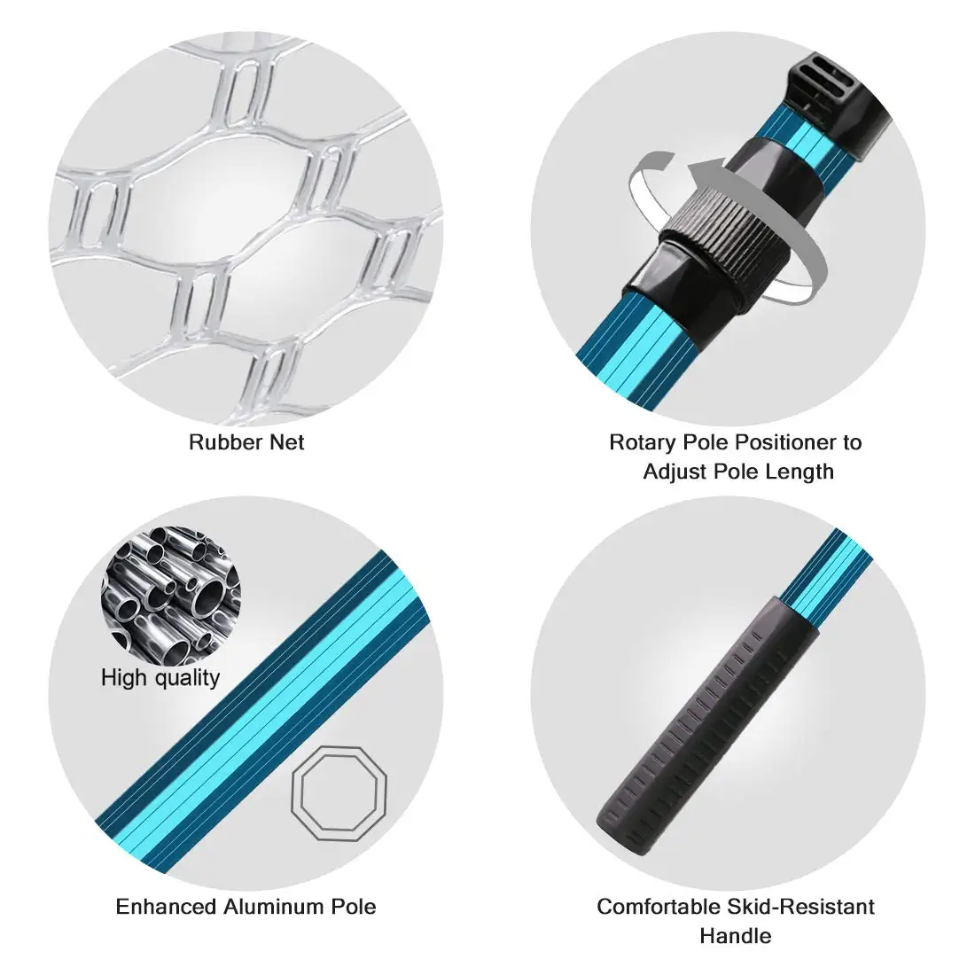 SANLIKE-red de pesca plegable de 0,85 m, poste plegable, cubierta de goma, para agua dulce y salada, para captura de carpa - imagen 3