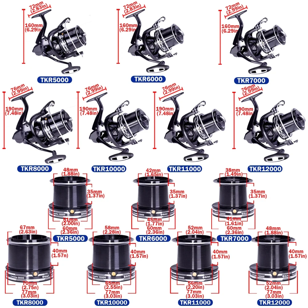 Carrete de pesca de rueda lejana, carretes giratorios de Surf de mar, arrastre de carbono de 27kg, 13 + 1BB, Accesorios de bobina de barco de agua salada, carrete de cara abierta - imagen 3