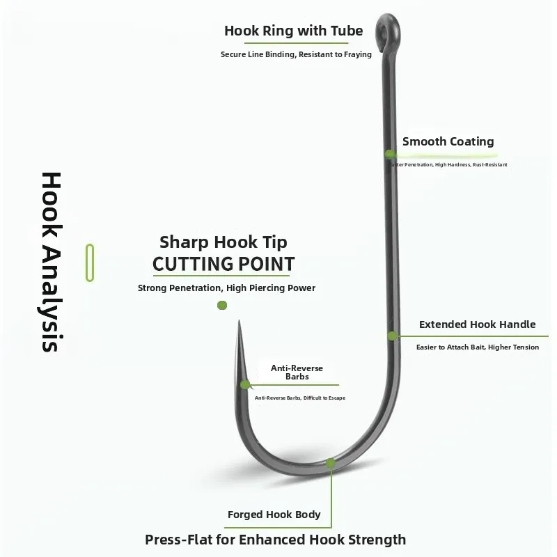 KEARMMING Ganchos de fiing de mango largo Gancho de espada de fiing de banco de mango recto Gancho Kingfi Gancho de lubina con anzuelo Durable Fis... - imagen 5