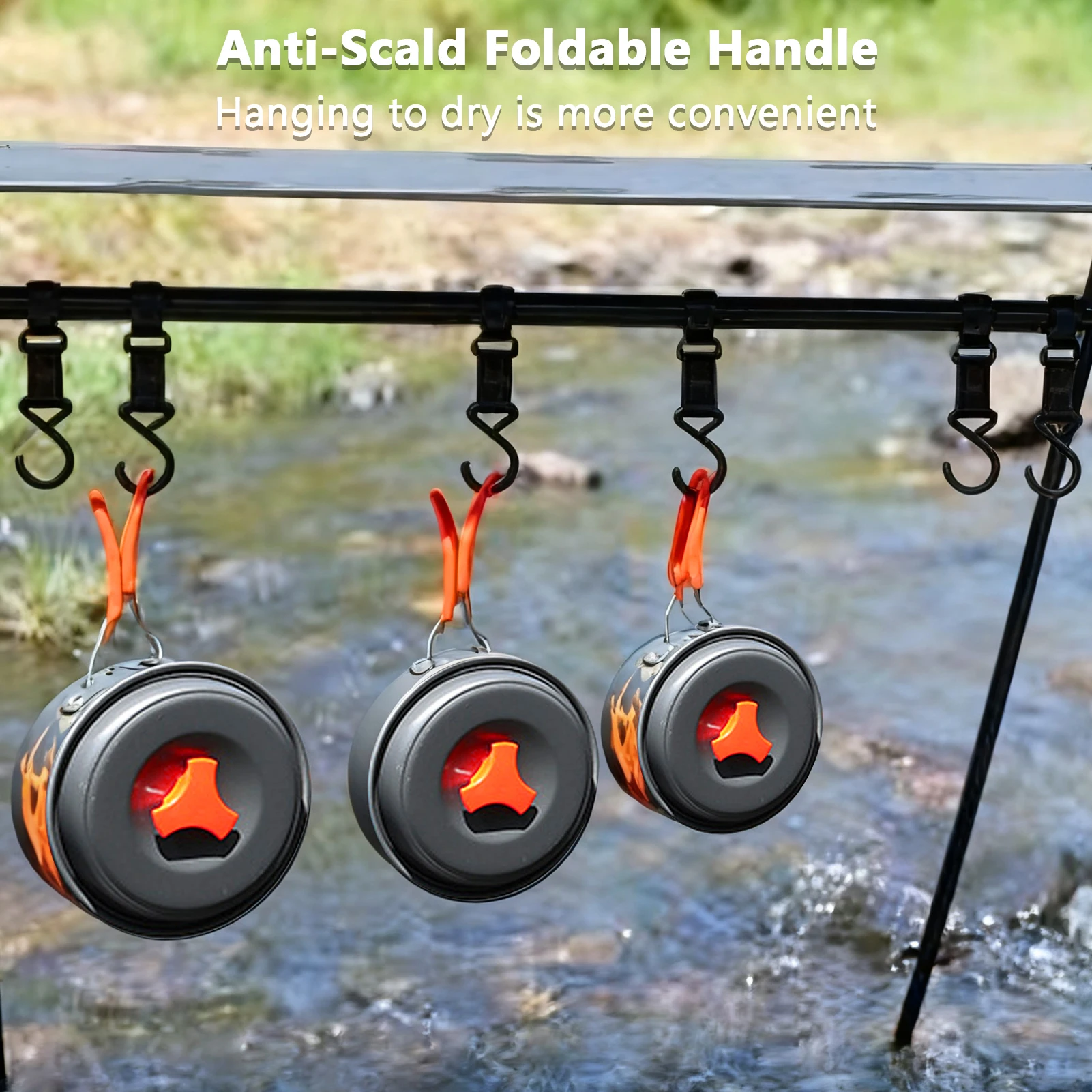 Juego de utensilios de cocina para acampar, olla antiadherente de aluminio ligera para kit de utensilios de cocina para campamento al aire libre - imagen 5