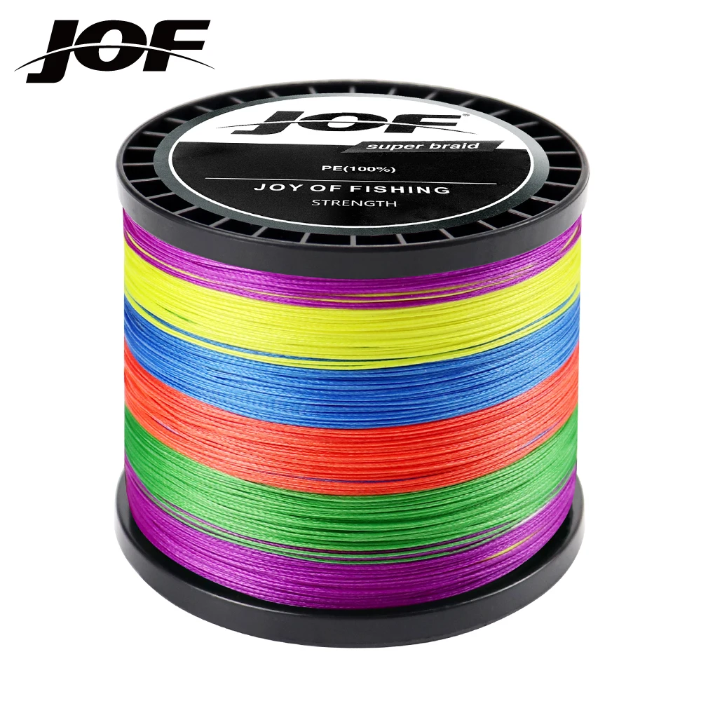 JOF-sedal de pesca de PE trenzado, 4 hebras, 300M, 500M, 1000M, alambre para moscas, multifilamento, carpa, Japón, Multicolor, línea de mar, súper fuerte