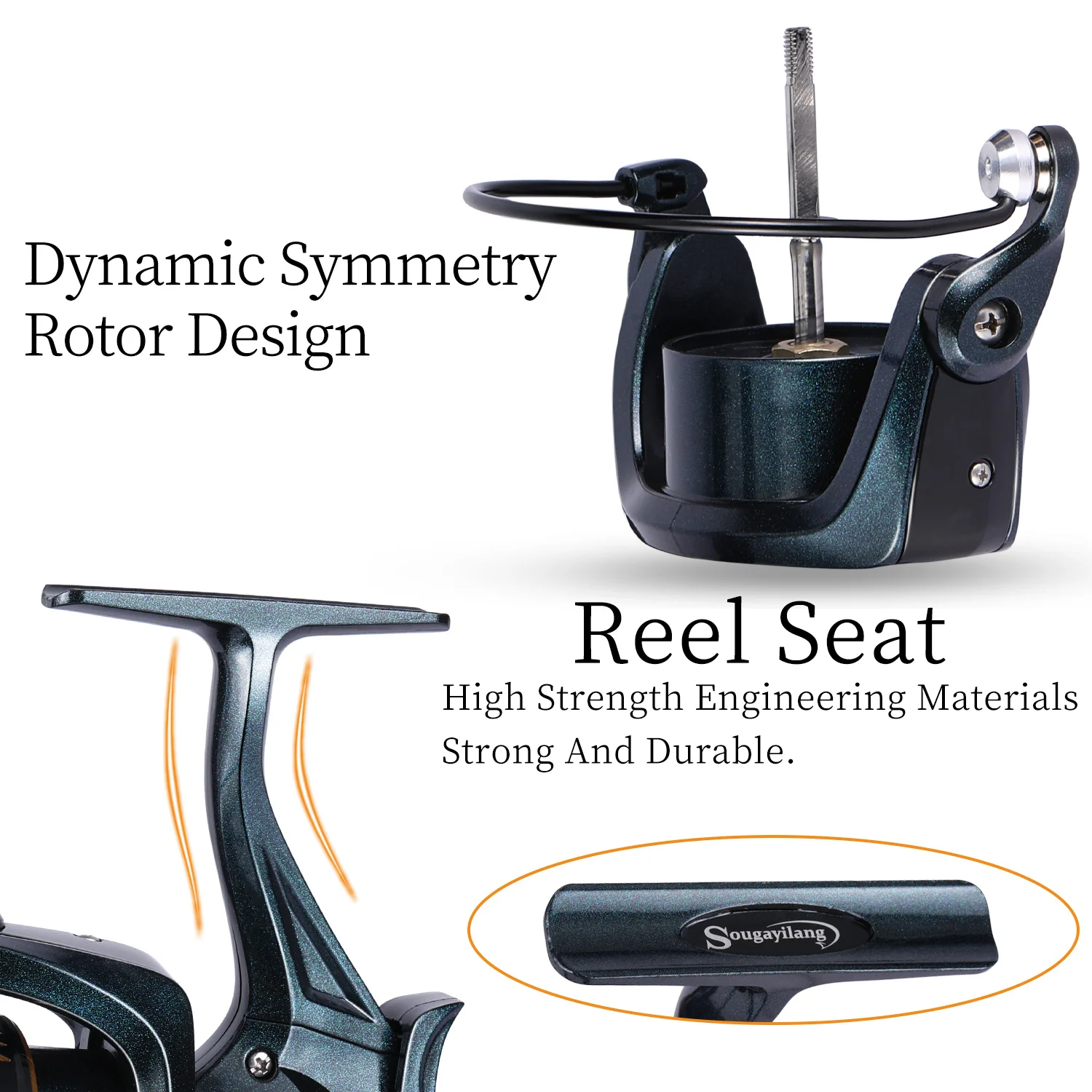 Carrete de Pesca giratorio Sougayilang 5,0: 1, relación de engranaje, modelo 2000-6000, potente carrete de carpa, carrete de Pesca de agua dulce y salada - imagen 3