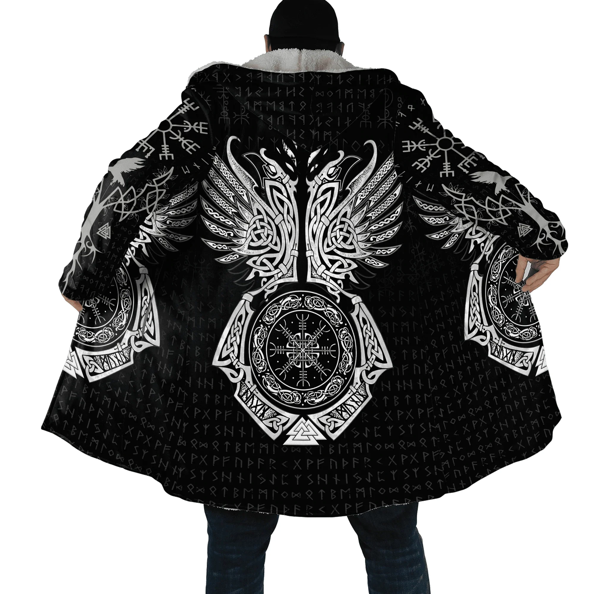 Capa nórdica Odin Raven – Polar con capucha impreso 3D
