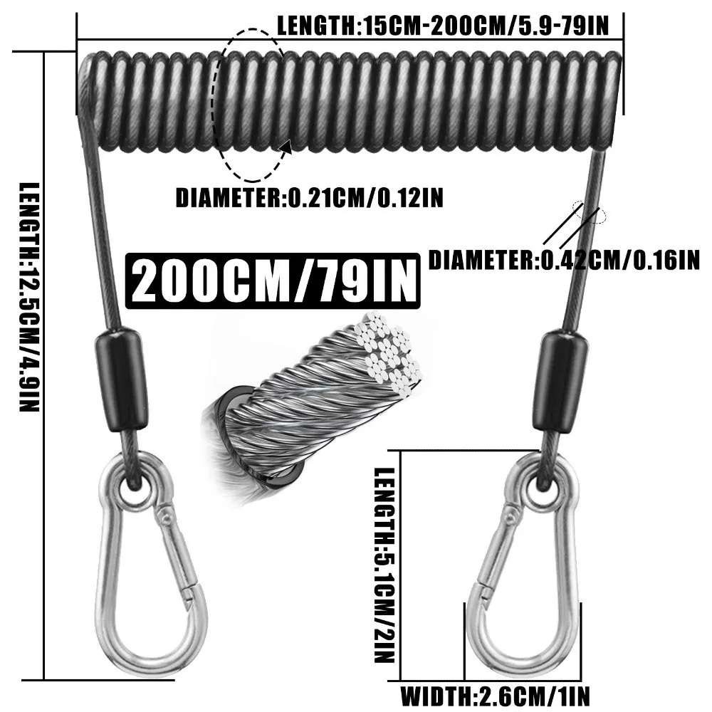 Cuerda de seguridad pesca acero inoxidable elástica diseño universal - imagen 3