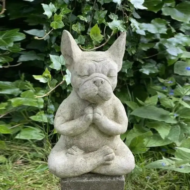 Estatua de perro en pose yoga – Resina impermeable para jardín - imagen 5