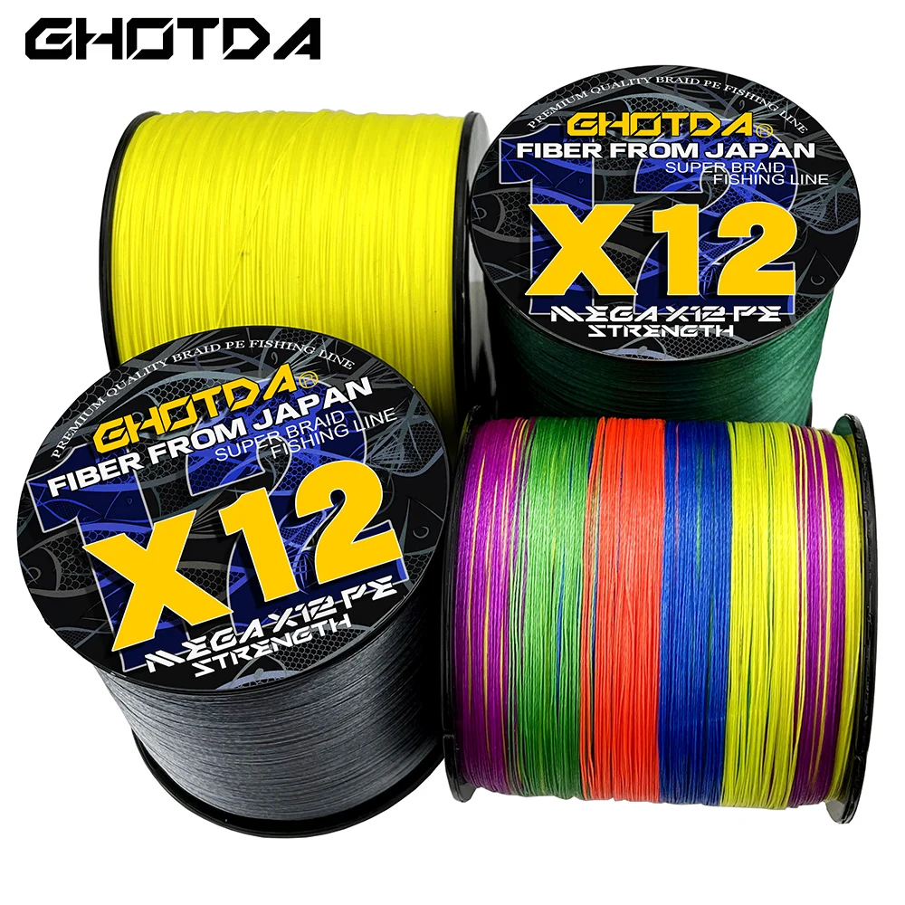 Ghotda 12x hilo de pescar de PE trenzado 300M500M cable trenzado 25-120LB hilo de pescar multifilamento multicolor pesca de carpa 11,3-54,5 kg - imagen 3