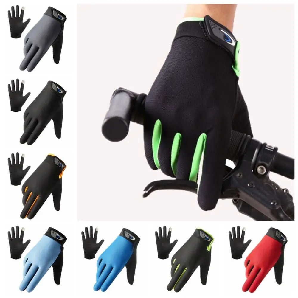 Cómodos guantes de ciclismo con dedos completos, guantes finos de seda helada para pesca, protección solar, guantes antideslizantes de silicona para bicicleta, deportes - imagen 3