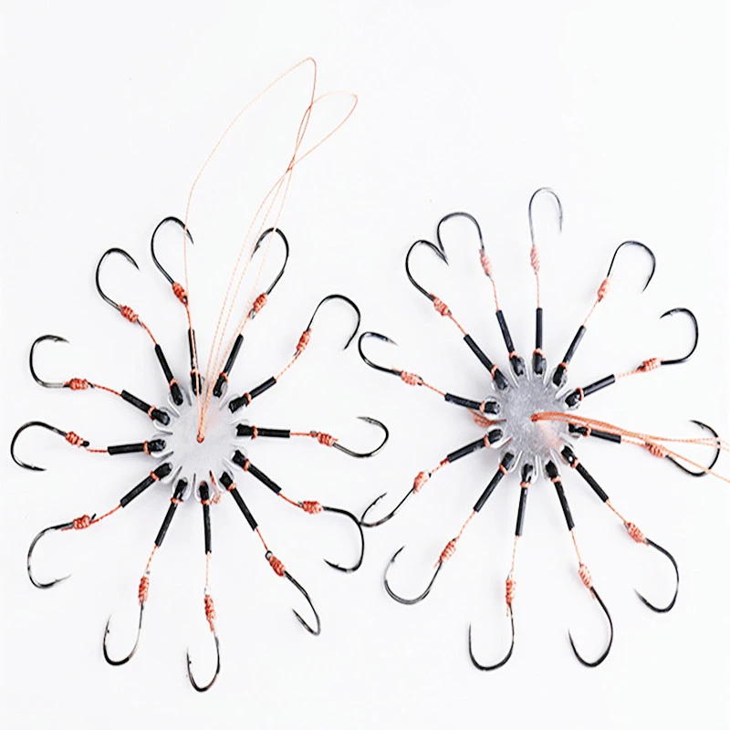 2 unids/lote 6-12 # Anzuelos de carpa con solapa, cuerda de explosión, anzuelo de Pesca para evitar líneas de bobinado con manguera, anzuelos de acero al carbono para Pesca - imagen 3