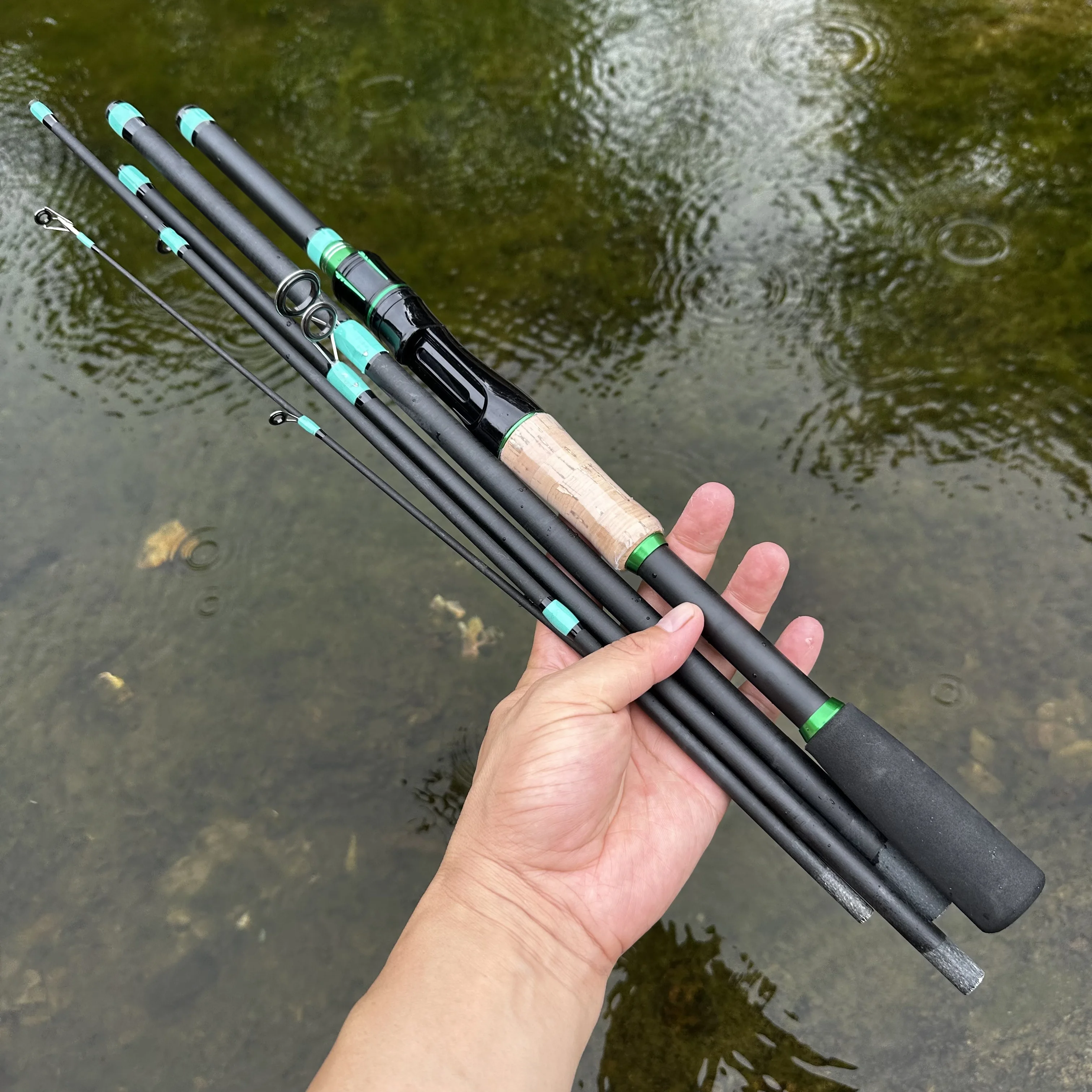 Caña de pescar giratoria de carbono, 4/5/6 secciones, peso de línea de 4-10lb, señuelo ultraligero para trucha, Mini poste de 1,8/2,1/2,4 m para toda el agua - imagen 5