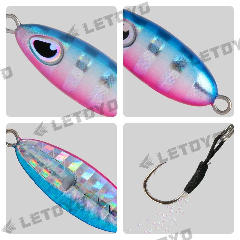 LETOYO, 7g/10g/15g, señuelo de pesca de agua salada, cebo Artificial de hundimiento, cuchara Jigging de fundición a tierra, plantilla de Metal de caída lenta - imagen 4
