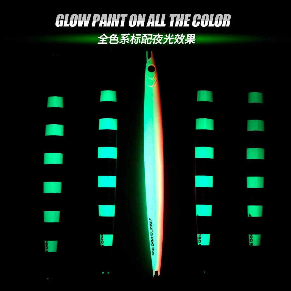 JIGGING PRO-señuelo de Jigging de hoja larga, 40g, 60g, 80g, 100g, plantilla de Metal fundido largo, señuelo de pesca en barco costero, cebo de pesca de agua de mar - imagen 5