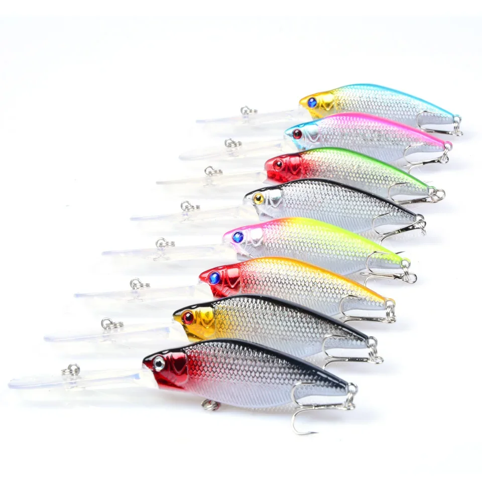 LEOSPORT Minnow Crankbait hundimiento medio buzo duro cebo de pesca boca larga ojos 3D apretado aparejos bamboleantes anzuelos triples - imagen 3