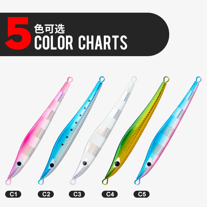 TEASER J133-señuelo de Metal para pesca en agua salada, cebo luminoso de hundimiento rápido, Jigbait duro con anzuelos, 60g, 80g - imagen 5