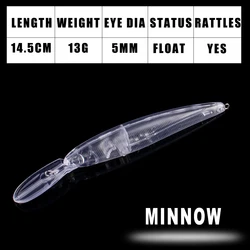 Dr.Holife Minnow para lubina – Señuelo duro sin pintar 14,5 cm