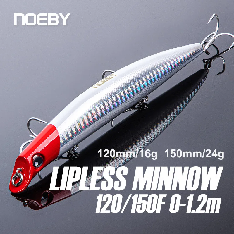 NOEBY 12cm 16g 15cm 24g Sasuke Minnow Señuelos de Pesca flotante sin labios Wobblers cebo duro Artificial para lubina señuelo de pesca