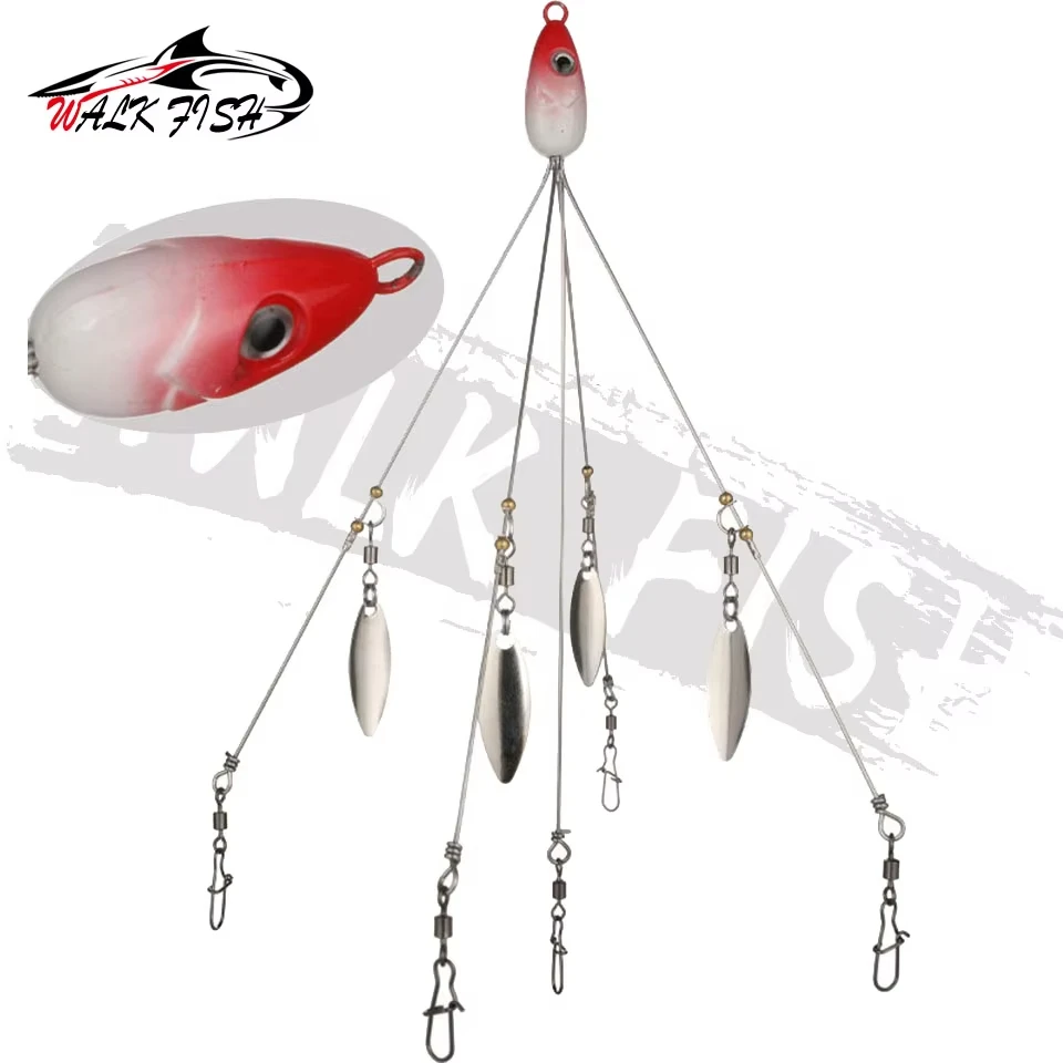 WALK FISH-Juego de pesca Alabama, 21,5 cm, 17g, señuelo de pesca con 5 brazos, cabeza de aparejo, cebo de natación, anzuelo de plomo, Pin de anillo giratorio, cebo falso para pececillo - imagen 5