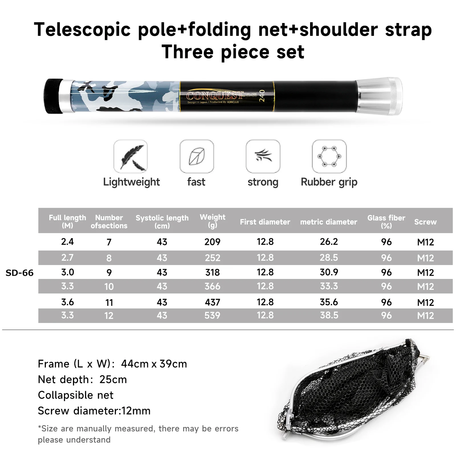 SANLIKE-red de pesca plegable con mango telescópico, juego de red de pesca con adaptador, pelusa recubierta de goma, herramientas de pesca de liberación de captura - imagen 2