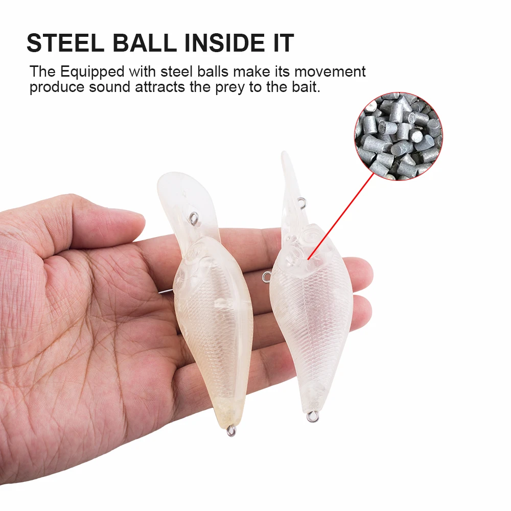 Hanlin-señuelo de pesca sin pintar, 10/20 piezas, 10CM, 15G, bolas de sonajero, plástico duro flotante, Wobbler, aparejos de lubina - imagen 4