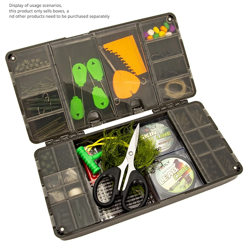 Caja de almacenamiento de aparejos de pesca de carpa, caja de aparejos de pesca con compartimentos, gancho giratorio, almacenamiento de cebo, soporte de aparejo de pesca, caja de accesorios de aparejos - imagen 5