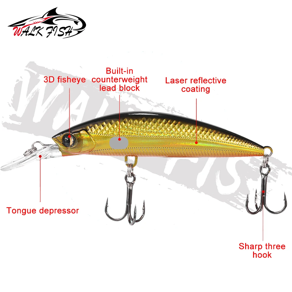 WALK FISH 1PCS New Japan Sinking Minnow Super Natural 70mm 13.5g Hard Bait Wobbler For Professinal Fishing Hook Lure Artificial - imagen 2