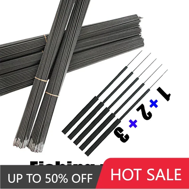 4,1mm-6,4mm 5 piezas punta de caña de pescar de repuesto 1,2,3 secciones caña de pescar de corriente tamaño corto completo accesorios de carbono huecos resistentes