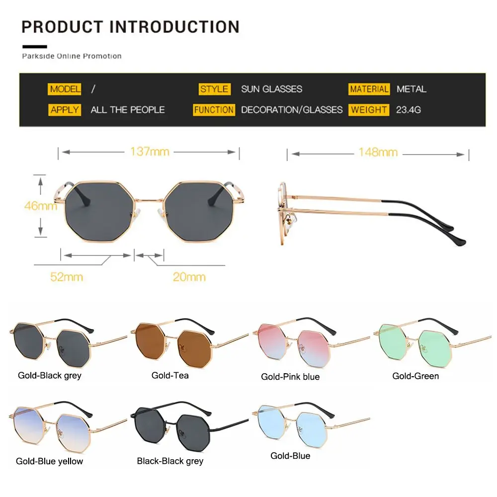 Gafas de sol con protección UV para hombre y mujer, lentes de sol cuadradas de Metal, polígonos, a la moda - imagen 4