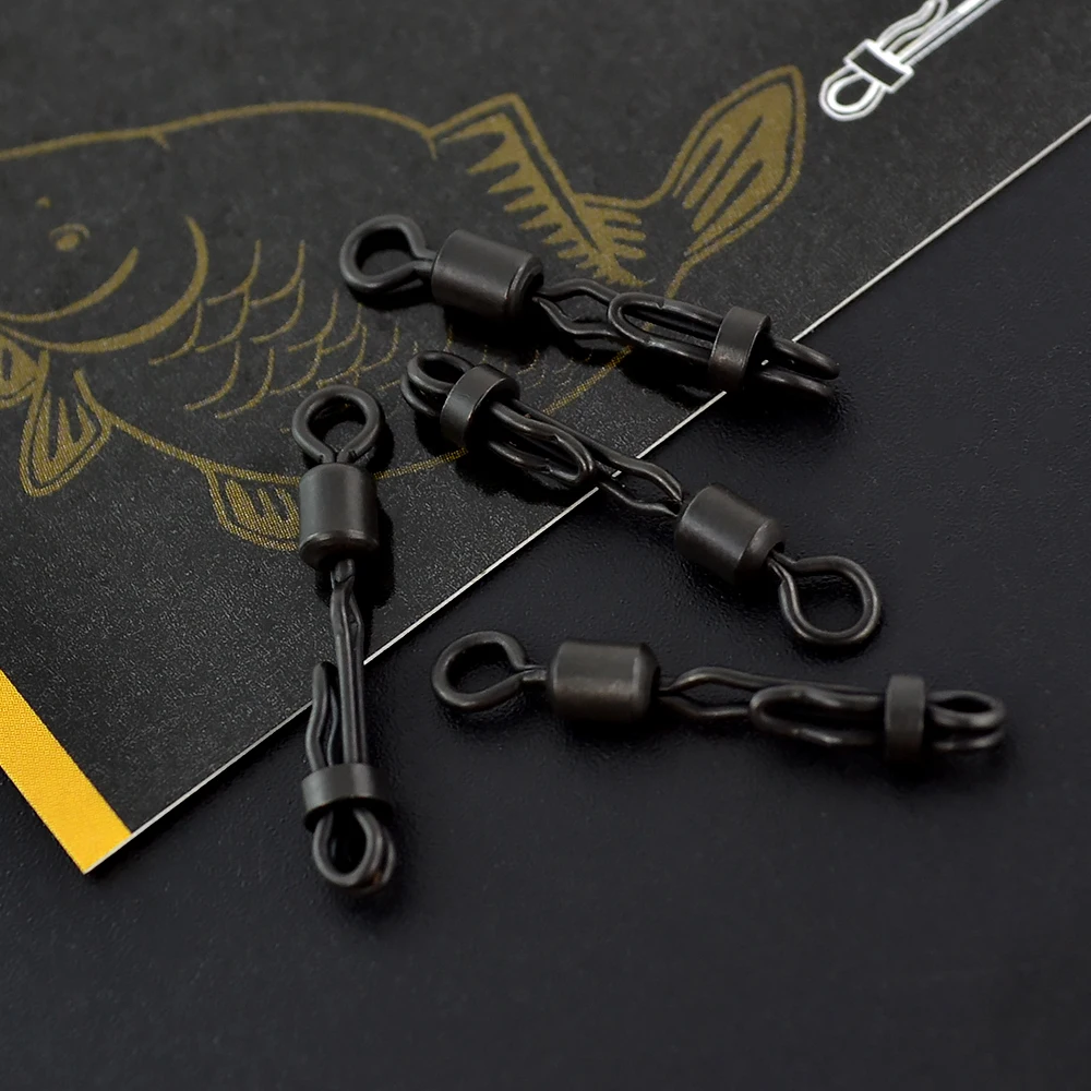 Accesorios de pesca de carpa, accesorio giratorio de cambio rápido con Clip de bloqueo de almeja, Conector de anillo rodante, aparejos terminales, 10 piezas - imagen 5