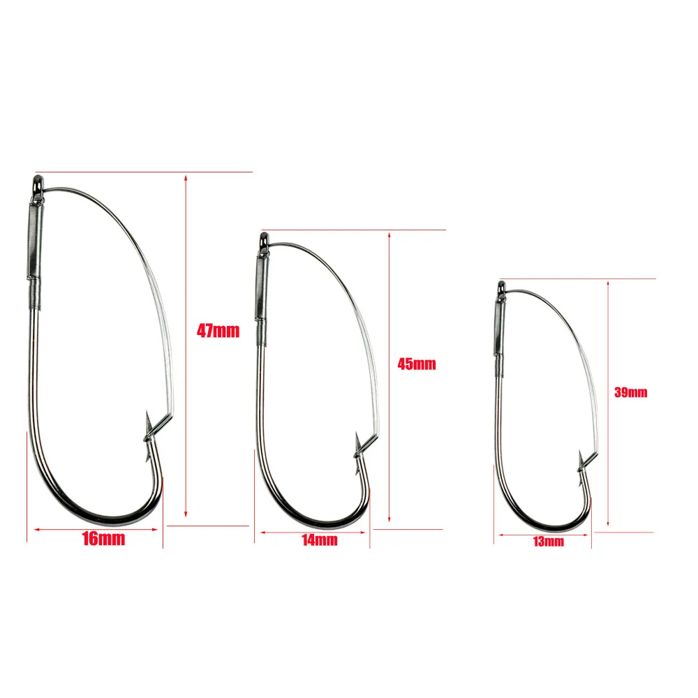 10 unids/caja de anzuelos de pesca locos sin malezas, anzuelo de púas, anzuelos de gusano, anzuelo de acero rico en carbono - imagen 2