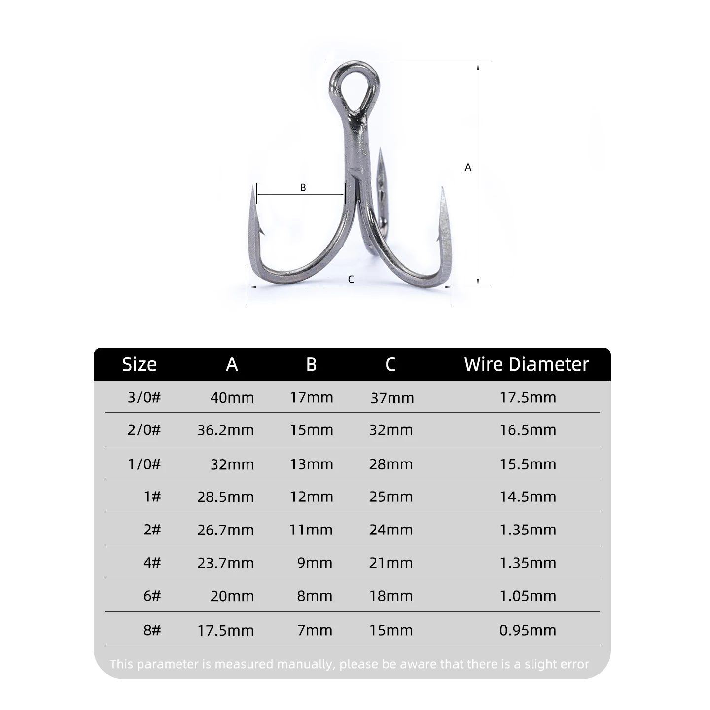 New10pcs 6066 gancho triple de hoja 4x fuerte súper afilado 3/0-8 # Aparejos de pesca con anzuelos triples de mar de acero de aleación antioxidante - imagen 2