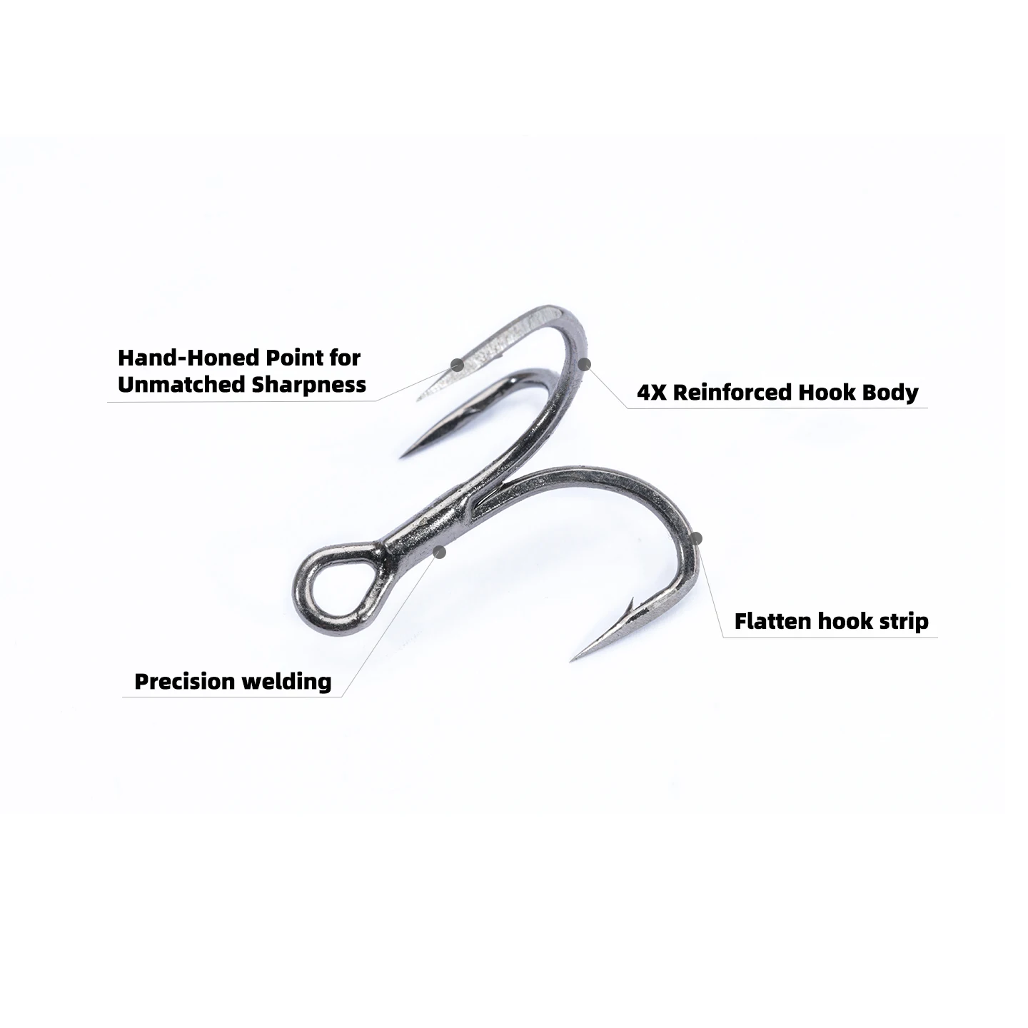 New10pcs 6066 gancho triple de hoja 4x fuerte súper afilado 3/0-8 # Aparejos de pesca con anzuelos triples de mar de acero de aleación antioxidante - imagen 3