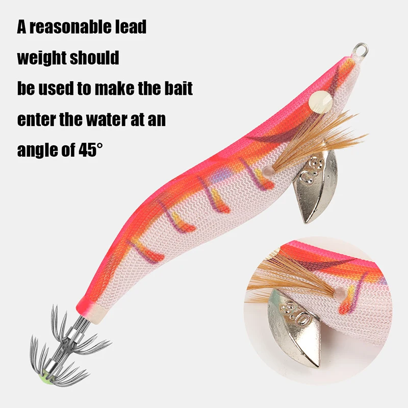 FSDZSO-Cebo de calamar 2,5 #3,0 #3,5 #, anzuelo de calamar, señuelos de camarón de madera, cebo de sepia realista, cebo de pulpo de silicona - imagen 3