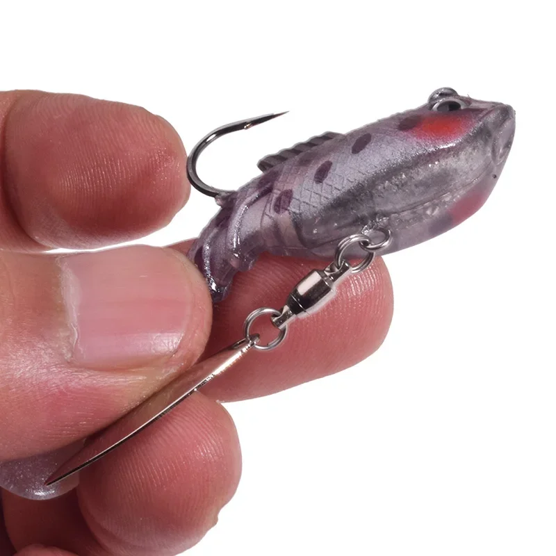 Anzuelos de plantilla de silicona, cebo suave con cuchara giratoria, lentejuelas, cola en T, Wobblers, señuelo de pesca Artificial para Lucio, lubina, Swimbait, 1 ud. - imagen 5