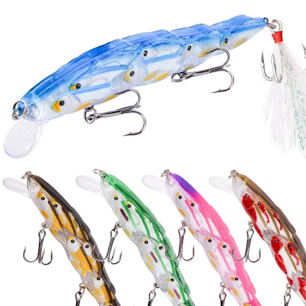 Señuelo de pesca hundido Minnow, grupo de peces con anzuelos de plumas, fundición de larga distancia, pececillo japonés de 12Cm-14G