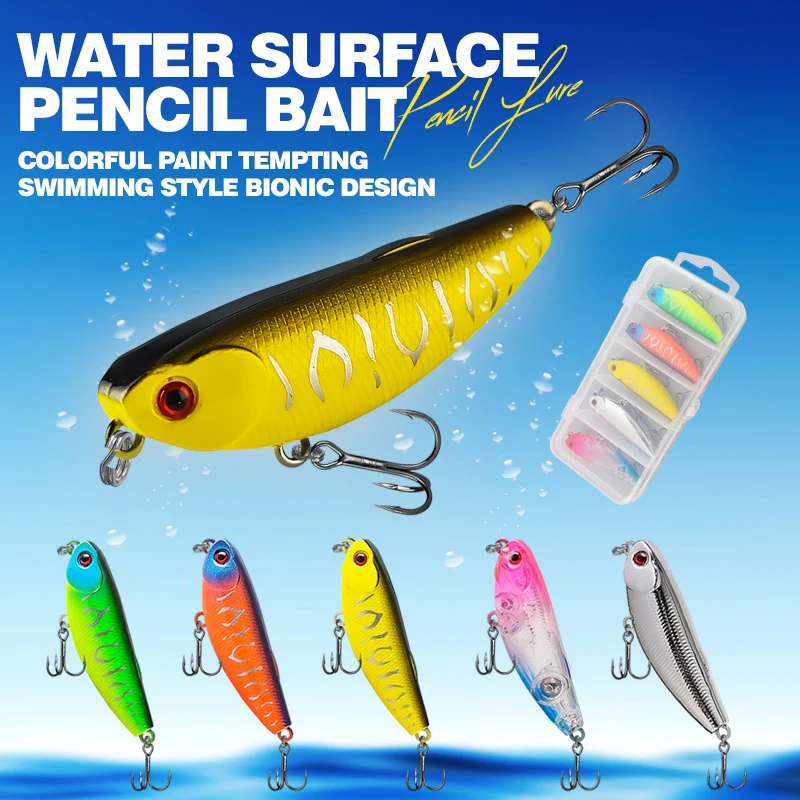 5 unids/set 5,5 cm cebo Señuelos de Pesca Kit agua salada/agua dulce columpio de agua poco profunda juego de cebo duro para lubina trucha