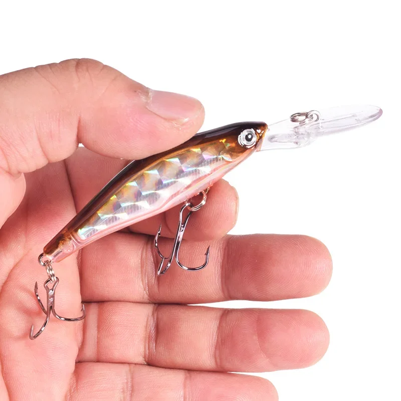 1 ud., Señuelo de pesca hundible en forma de pececito con labios largos, 9,5 cm, 7,2 g, wobblers láser de plástico con ojos tridimensionales, señuelo artificial para la pesca de carpas, lubinas, crankbaits - imagen 2