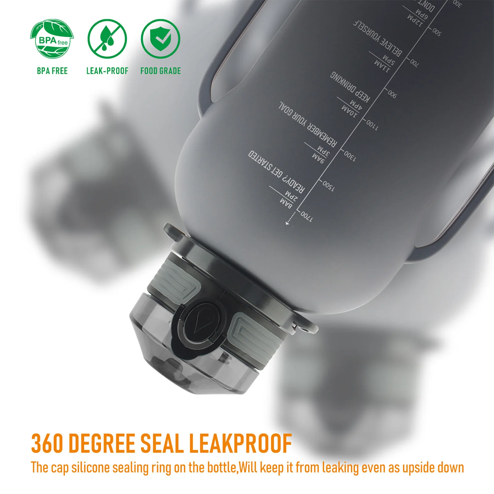 Botella de agua grande y plegable sin Bpa, botella de agua motivacional con correa de transporte para gimnasio, Camping, senderismo, viajes y deportes, 2000ml - imagen 4