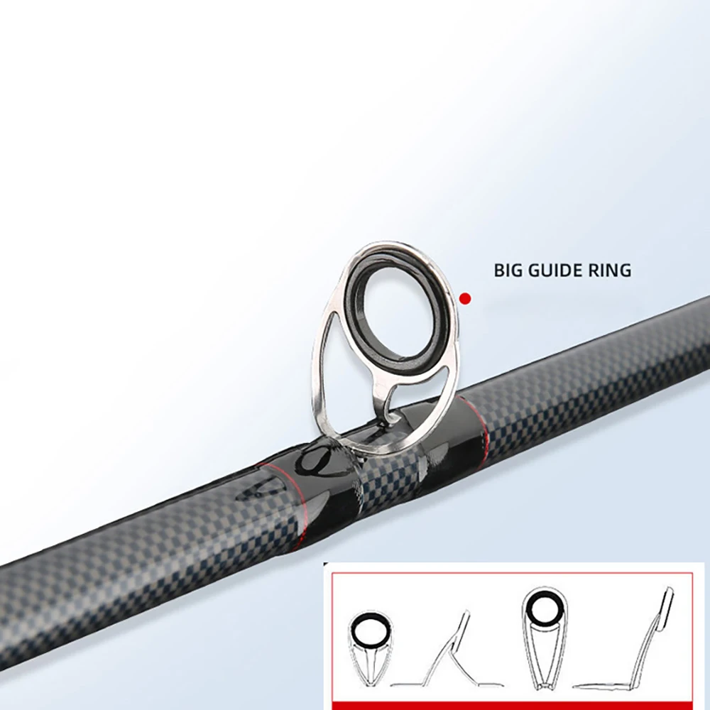 Caña de pescar giratoria de carbono con señuelo, 1,65 m, 1,8 m, guía de cerámica, para viaje, 5-25g, ML - imagen 5