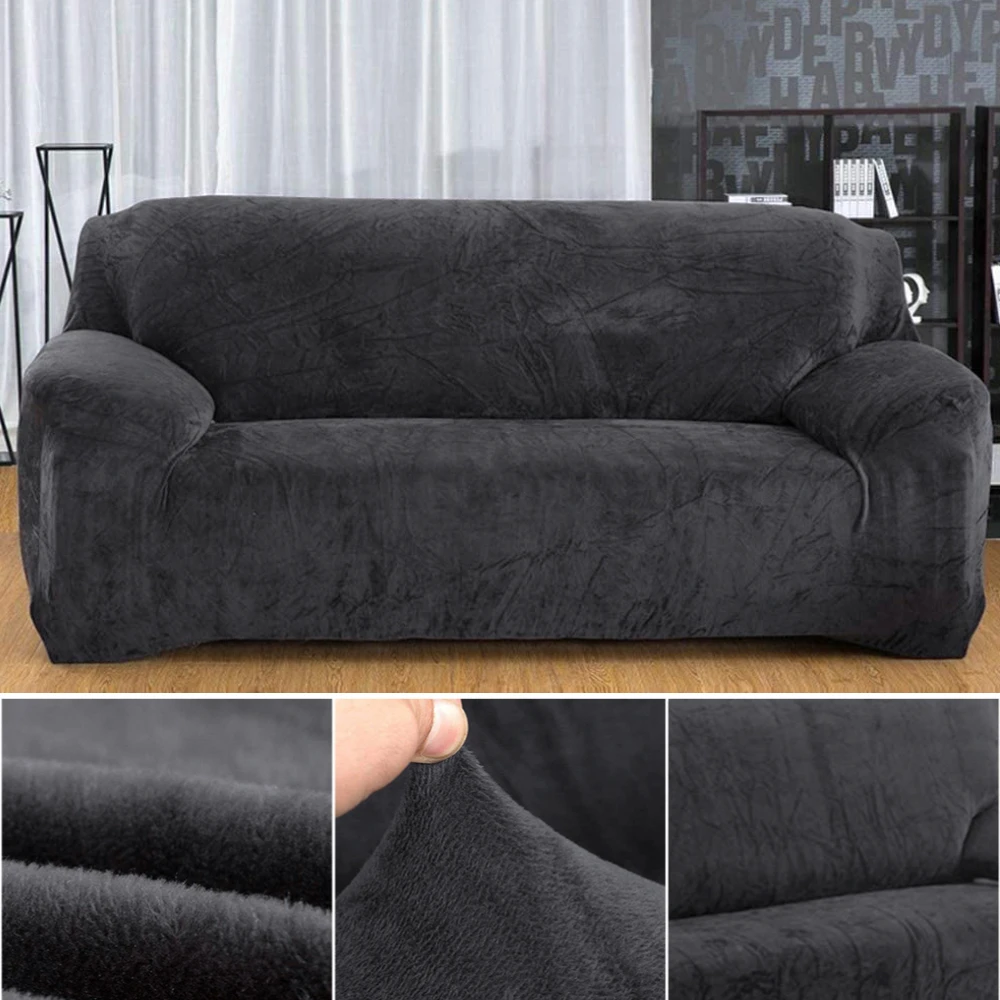 Funda de sofá de terciopelo elástico para cojines, fundas de sofá con espuma antideslizante, Protector de muebles con parte inferior elástica - imagen 3