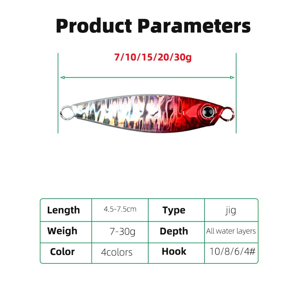Señuelo Jig Metal 7-40g para Lubina y Trucha en Agua Salada - imagen 2