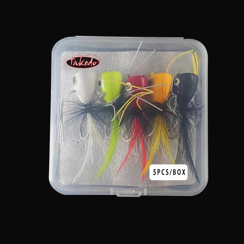 TAKEDO 5 uds 1,5G Topwater Popper señuelo señuelo de pesca con mosca MayflyFlies cebos de pesca cebo Artificial Wobbers 1/0 gancho para trucha - imagen 4