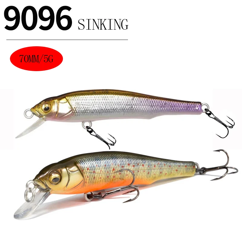 Señuelos de Pesca de pececillo de hundimiento lento, Wobblers rodantes para Lucio de agua dulce, trucha, cebo Artificial, accesorios de Pesca, 70mm, 5g - imagen 5