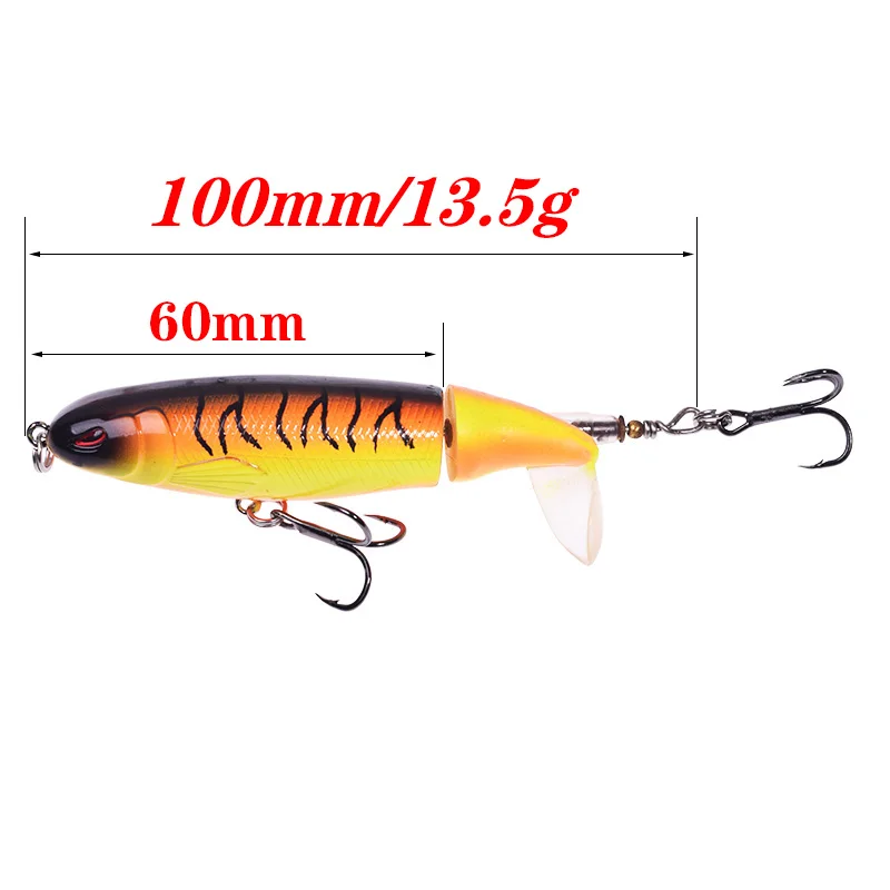 Señuelo de pesca Whopper Plopper Top Water Popper, 100mm/13,5g, cebo duro Artificial, Wobblers giratorios, aparejos de pesca de cola suave - imagen 2