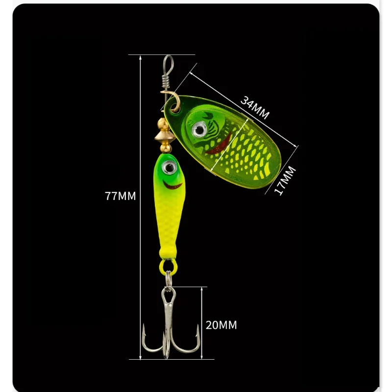 Señuelos giratorios de Metal para pesca, cebos duros artificiales con lentejuelas Iscas, Crap Bass Pike, anzuelo triple, accesorios de aparejos, 7cm, 1 unidad - imagen 4
