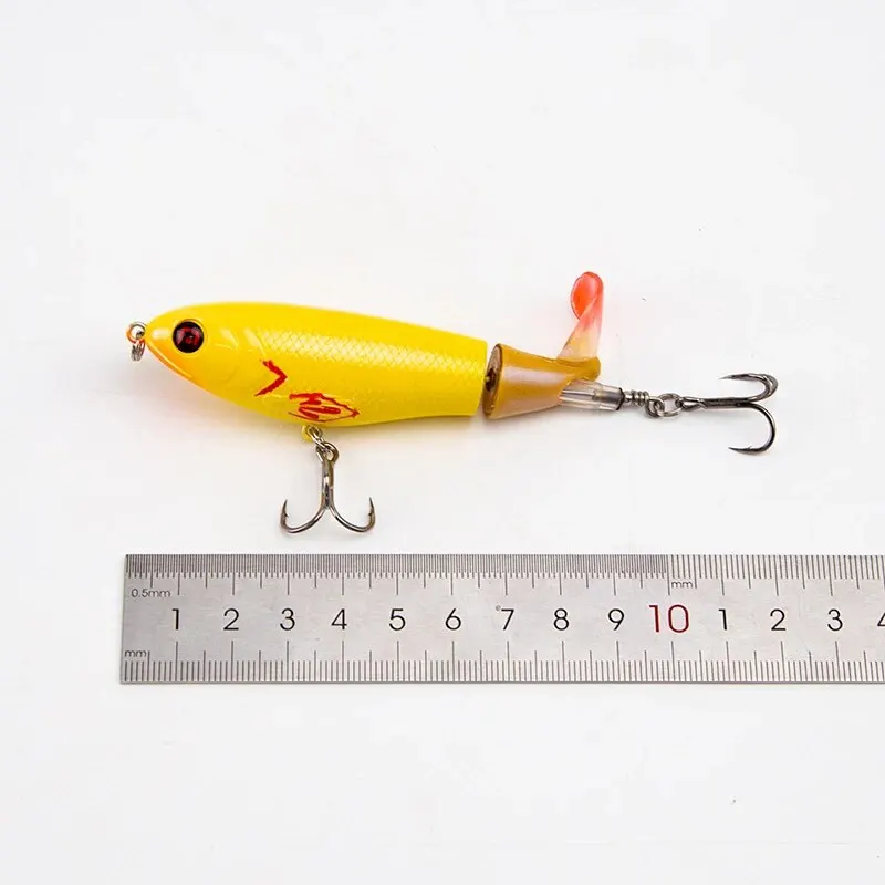 Señuelos de Pesca Whopper Plopper 5 uds 17g Plopper Topwater con cola giratoria cebo Artificial duro Crankbait Wobblers aparejos de Pesca - imagen 4