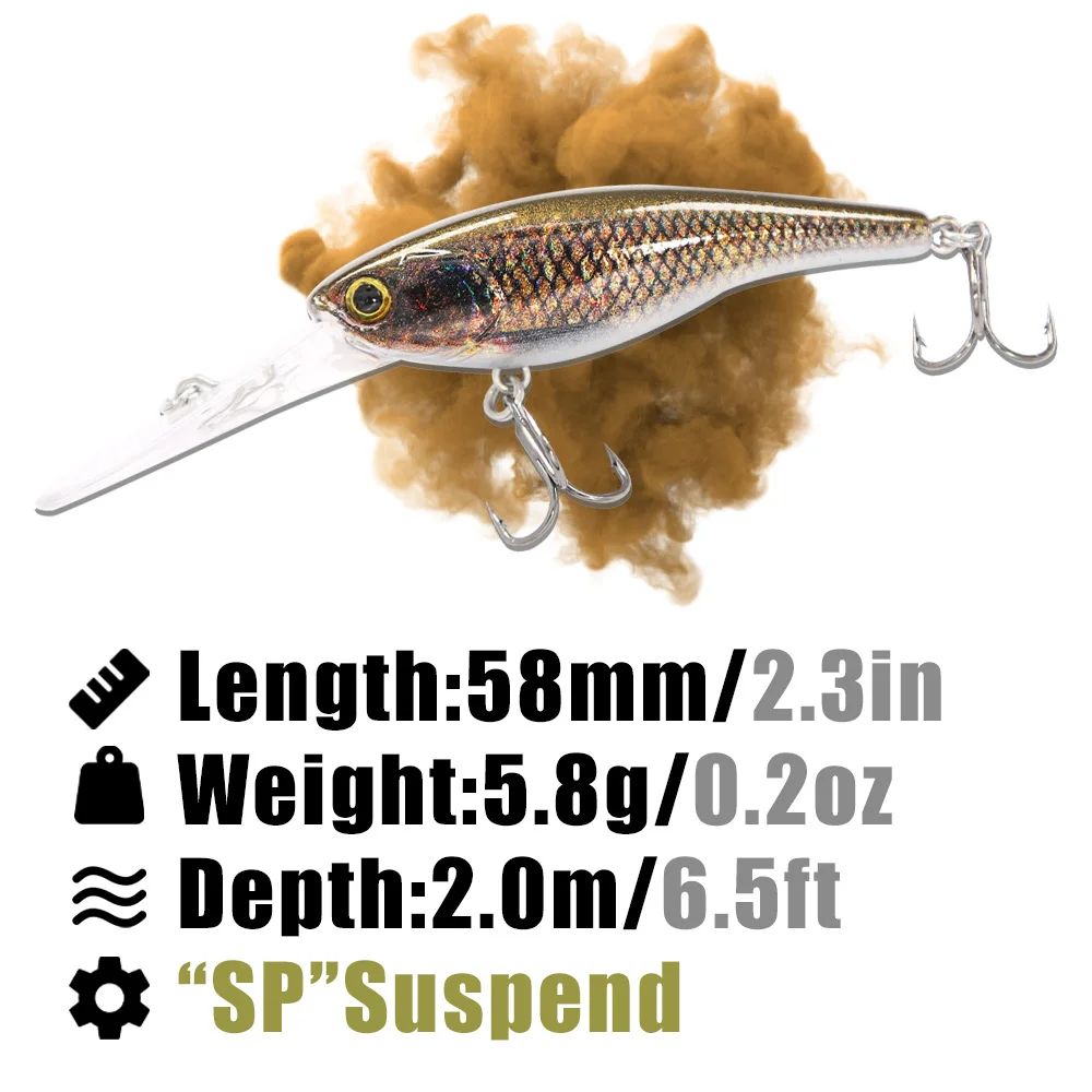 Señuelos de pesca B&U con sistema de peso súper magnético, fundición larga, nuevo modelo, cebo duro, Wobblers, pececillo, impresión 3D de 58 mm - imagen 3
