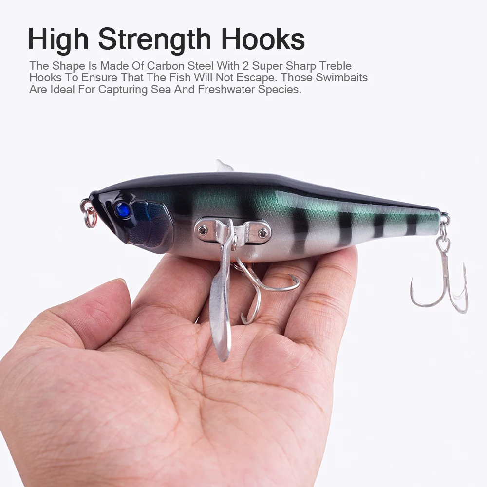 115mm/3,5g Topwater Popper cebo flotante señuelo de Pesca cuerpo duro alas de Metal inoxidable Wobbler Swimbait Pesca Lucio aparejos de lubina - imagen 5