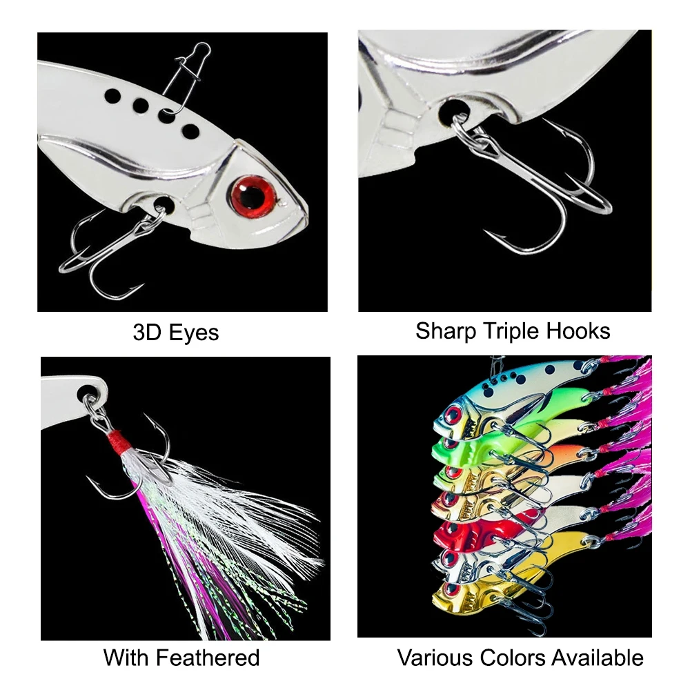 Goture-señuelo de Pesca con cuchara giratoria VIB de Metal para invierno, plantillas de 7g, 10g, 12g, cebo Artificial con vibración, trucha, lubina, aparejos de Pesca, 1 Uds. - imagen 3